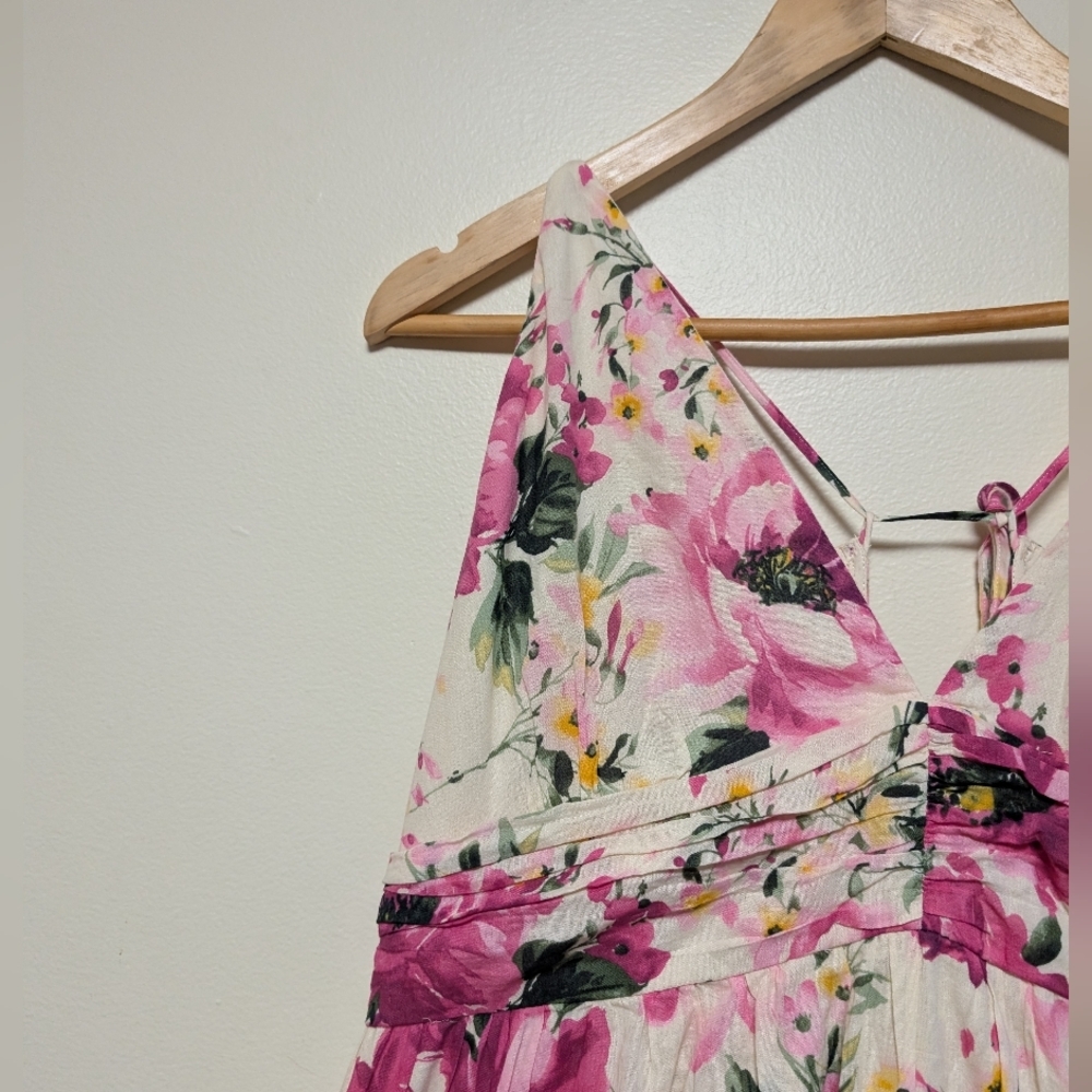 Abercrombie & Fitch Floral Maxi Dress Pink White Yellow Women’s XXLT - Picture 3 of 9